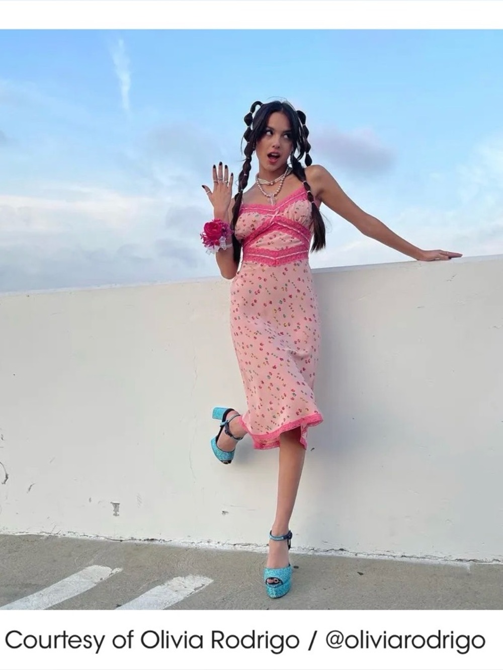 NWT: Betsey Johnson vintage inspired Pink Floral Slip Dress ASO Olivia Rodrigo
